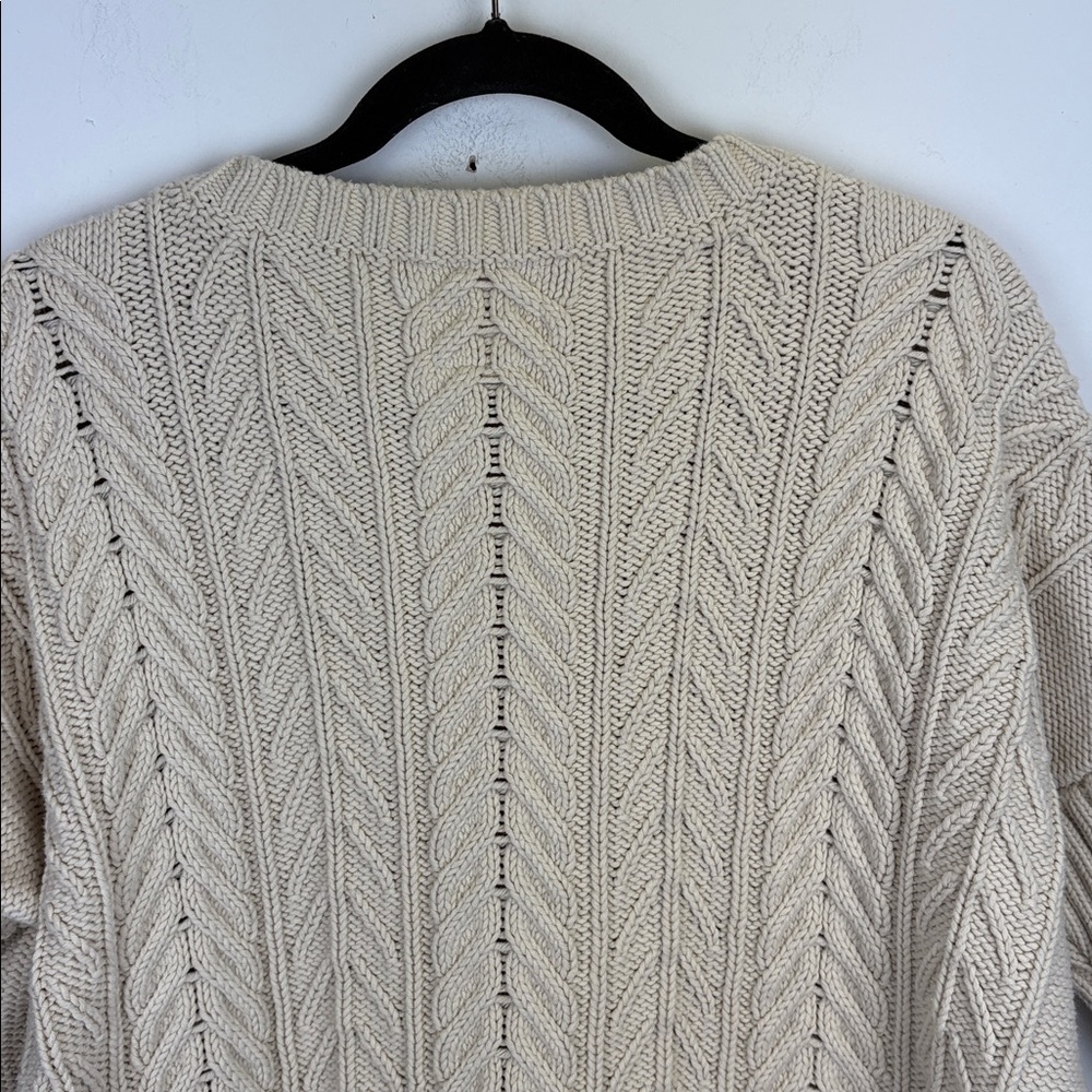 Chaser Cream Cable Knit Sweater Fringe Hem Boho Southwestern Size large - Picture 9 of 9